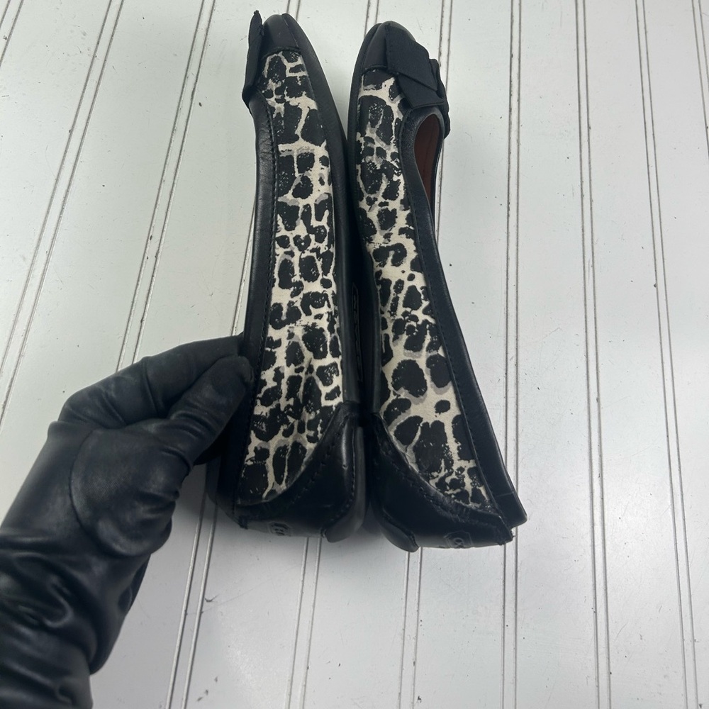 Coach Reagan Leopard Print Ballet Flats Black Bow Leather Women’s Size 8 - Picture 10 of 11